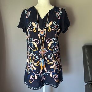 Skies Are Blue Women’s Embroidered Tassel Mini Dress